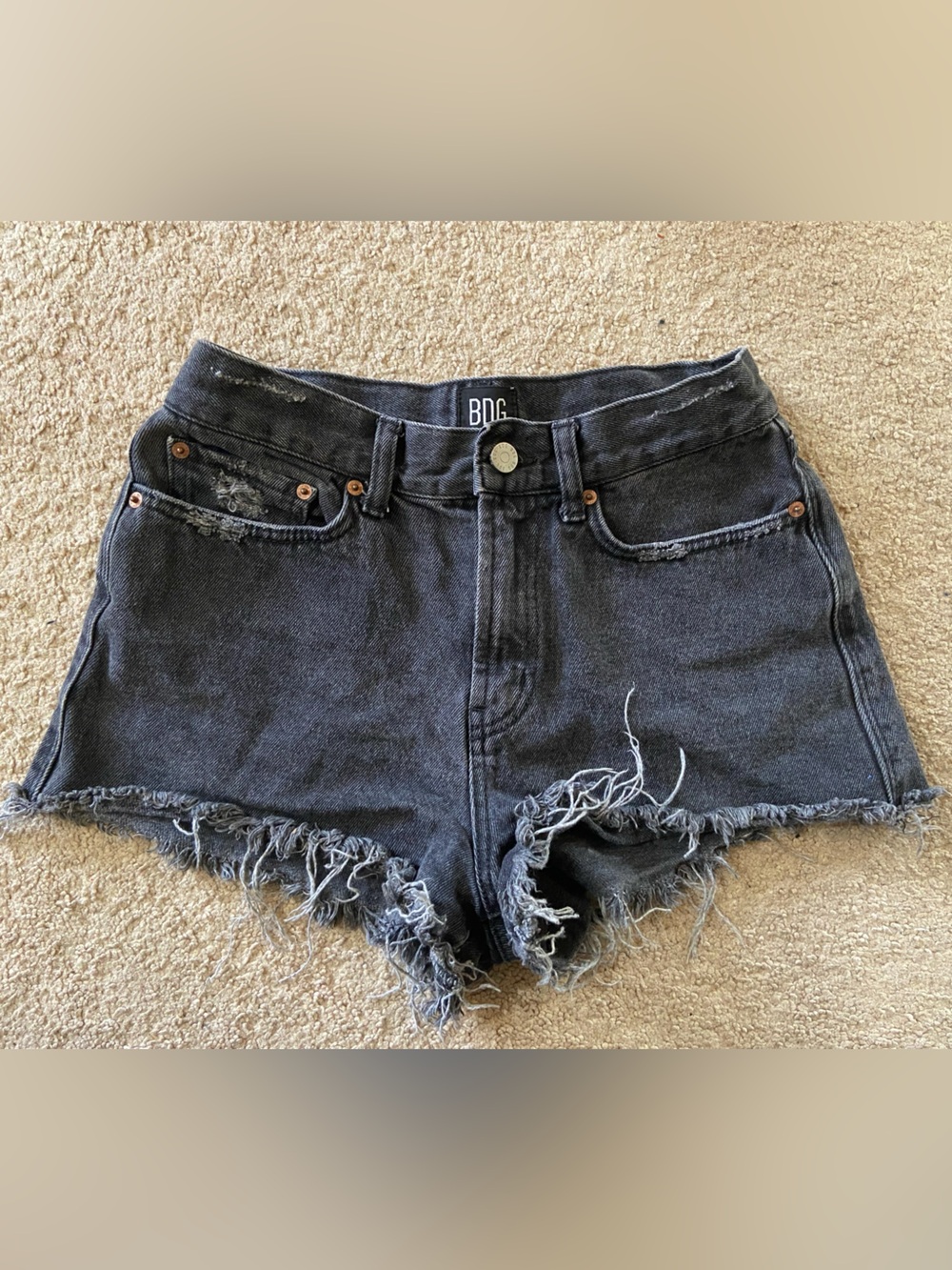 BDG Urban Outfitters Black Wash Distressed Denim Shorts